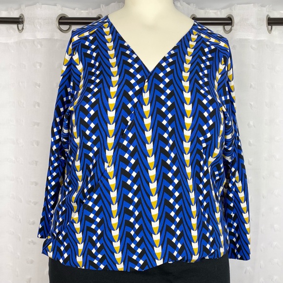 The Odells bright blue print wrap slouch top L - Picture 3 of 12
